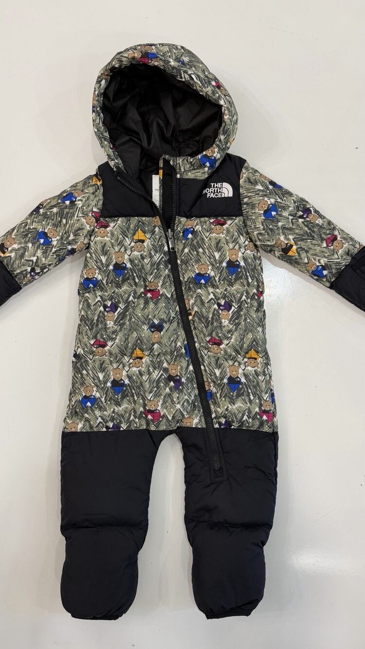 The north face baby Retro Nuptse bear printed snowsuit 12-18 M NWOT